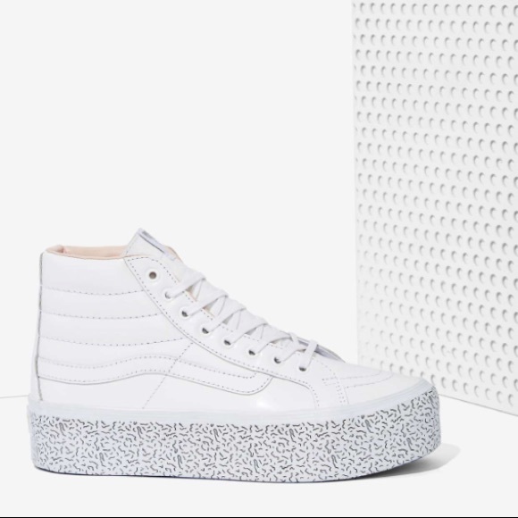 vans white leather platform
